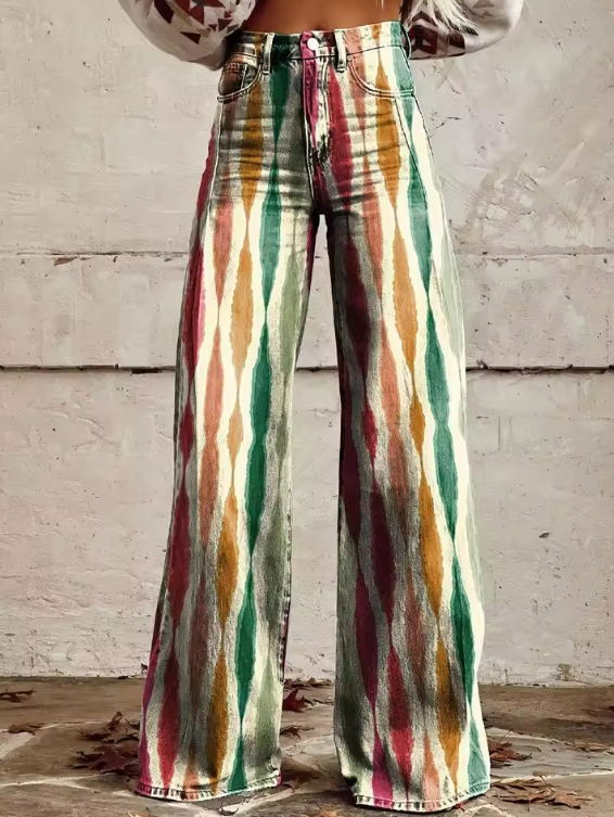 Diana | Earthtone Ripple wijde broek