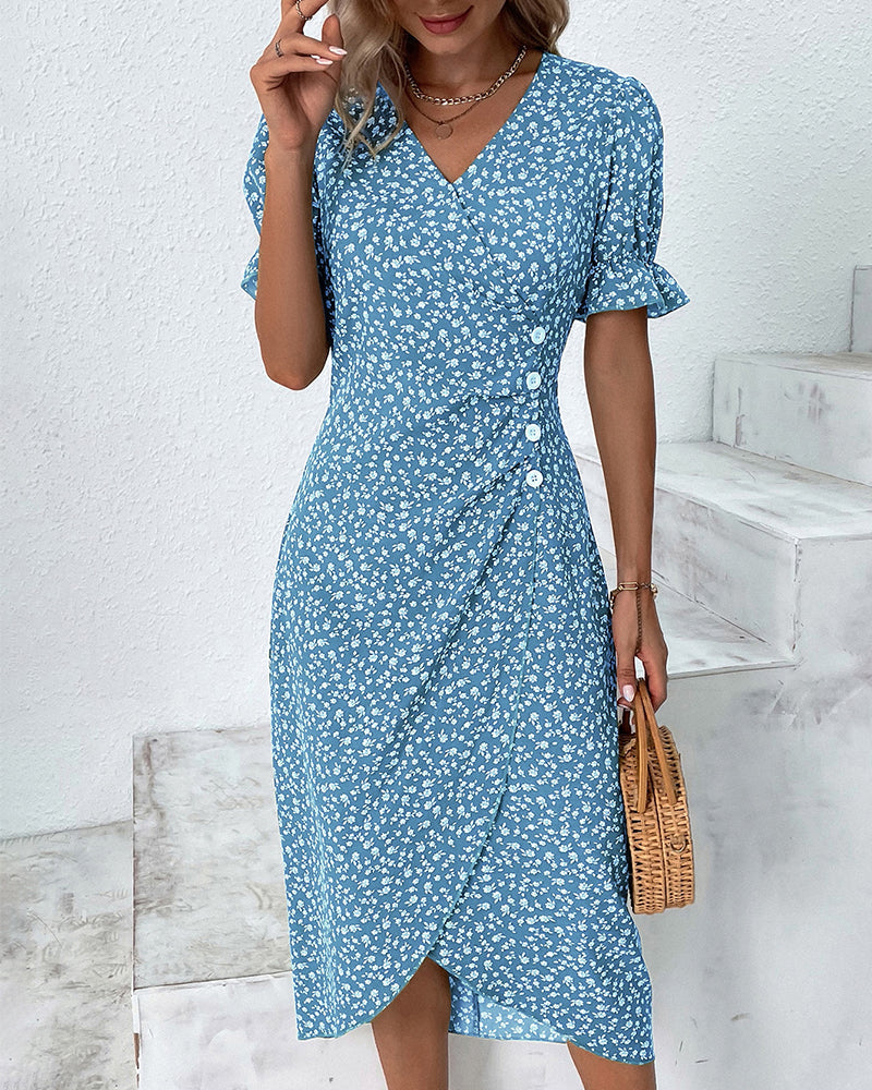 Giselle | Jurk met bloemenprint en V-hals