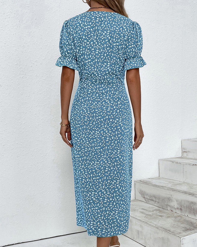 Giselle | Jurk met bloemenprint en V-hals