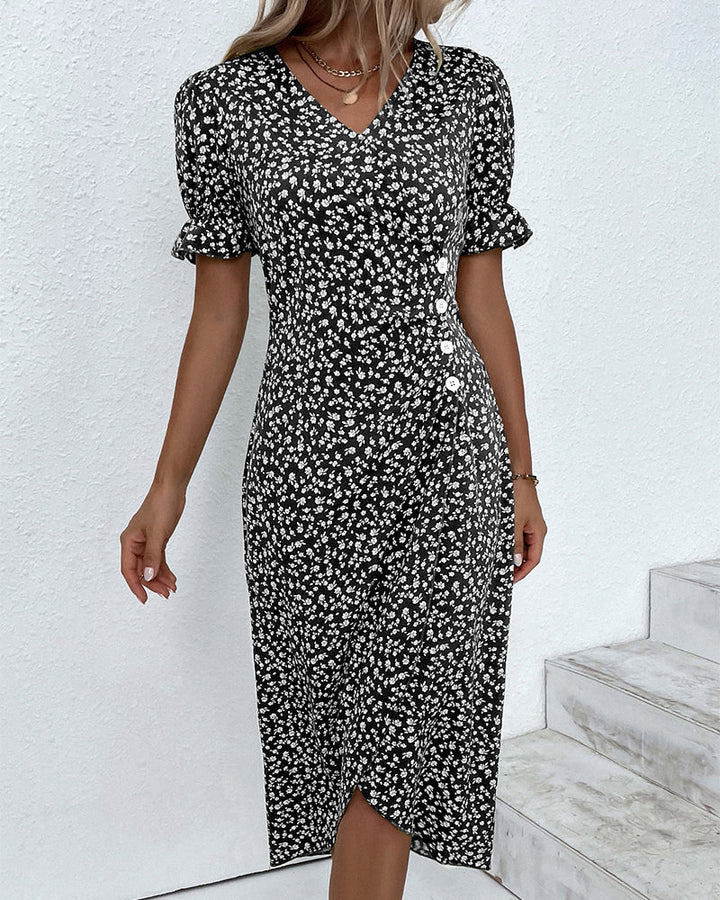 Giselle | Jurk met bloemenprint en V-hals