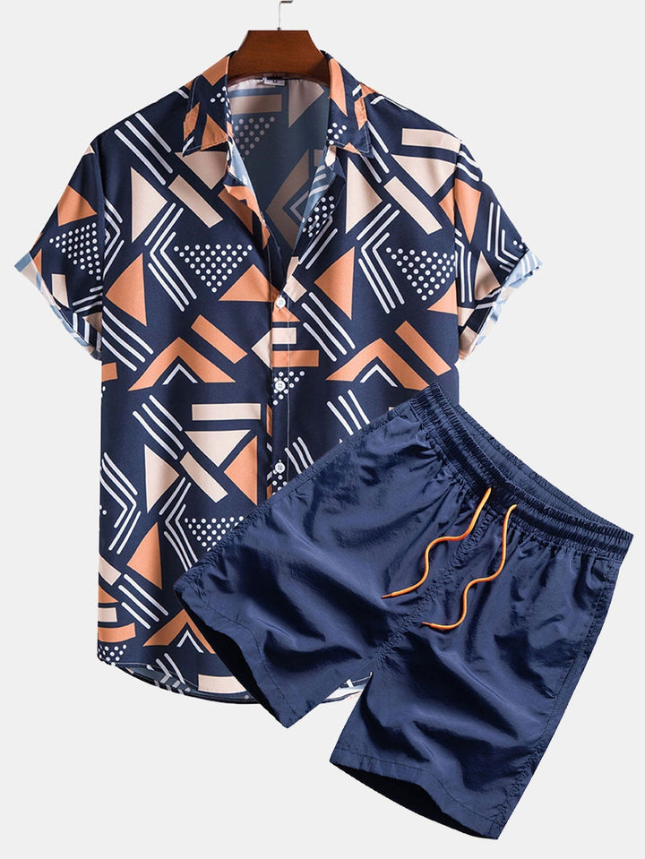 Shirt met geometrisch print & zwemshort