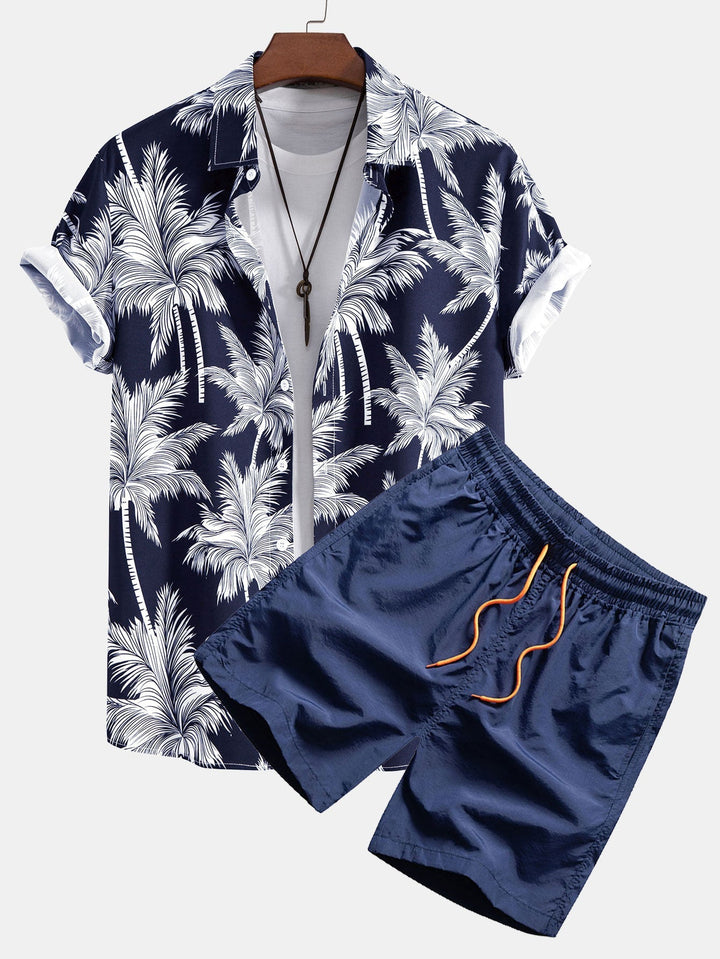 Palmboom print overhemd & zwemshort