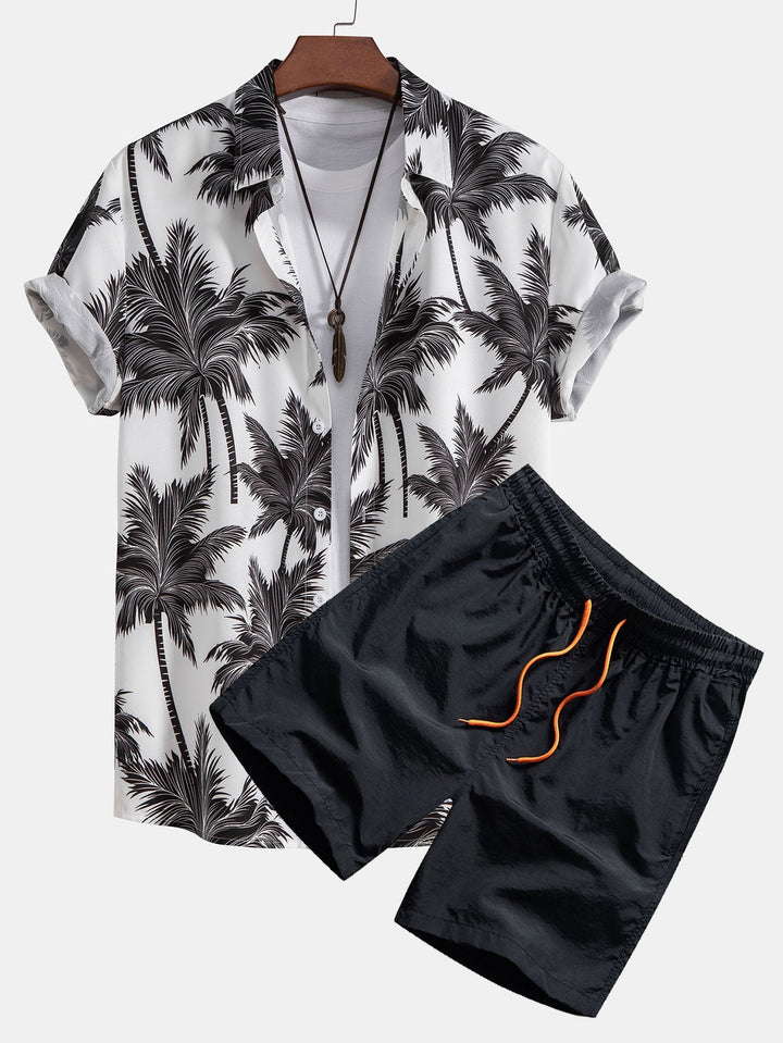 Palmboom print overhemd & zwemshort
