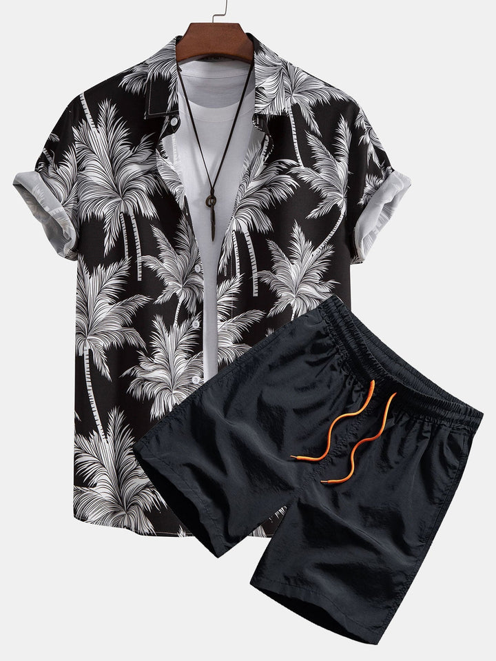 Palmboom print overhemd & zwemshort