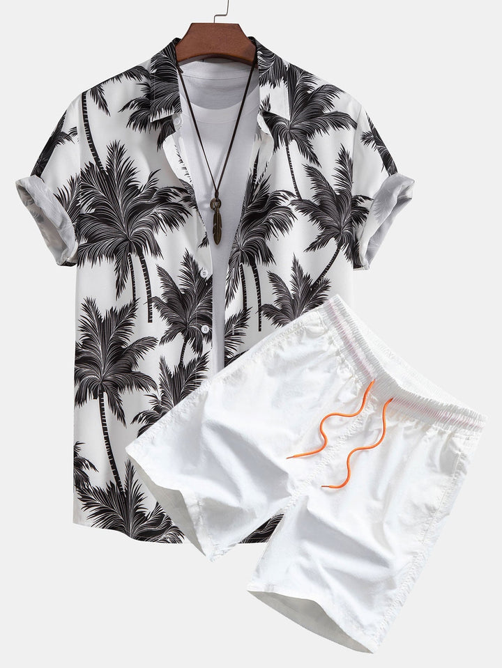 Palmboom print overhemd & zwemshort