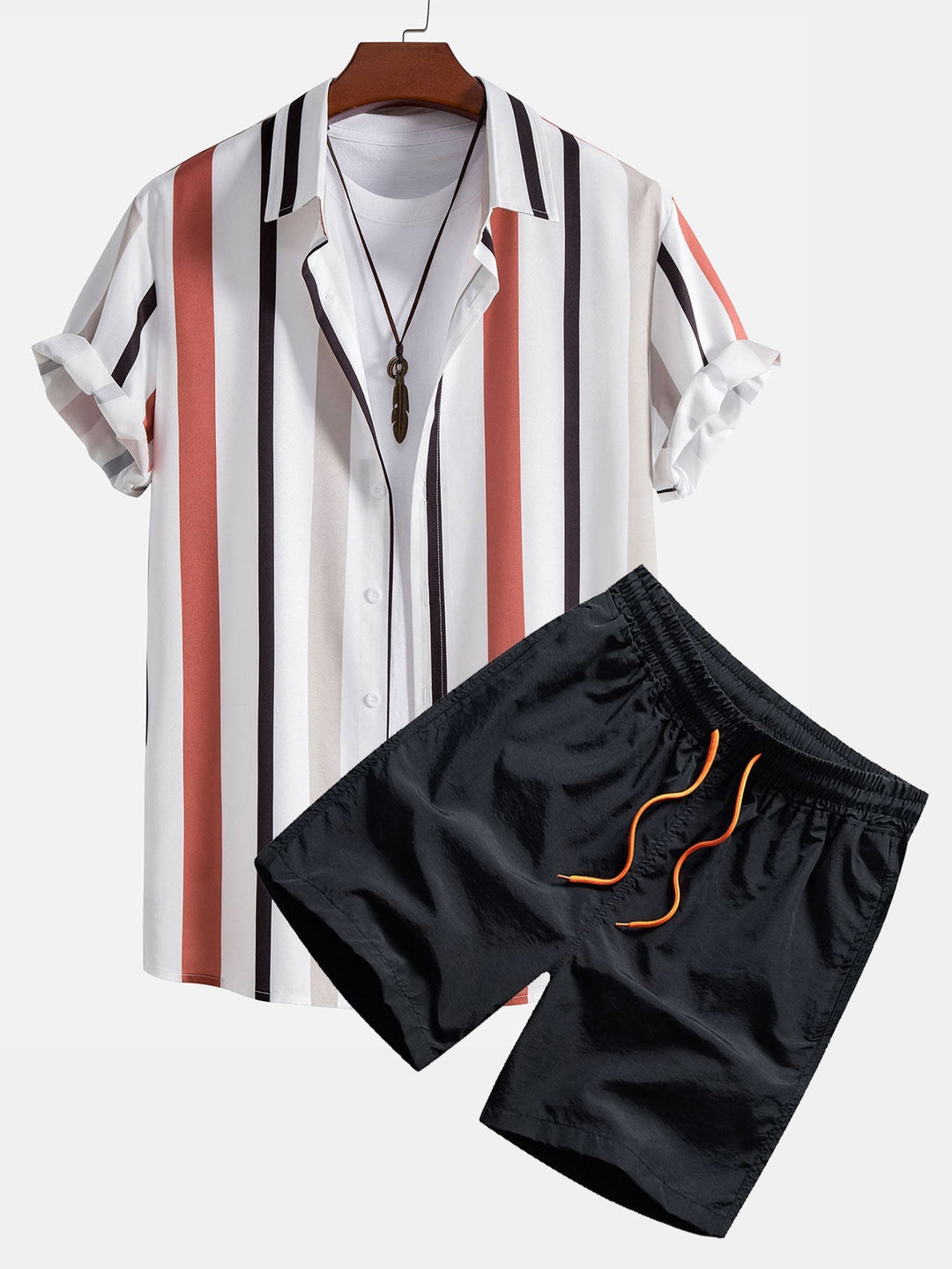 Gestreepte overhemd & zwemshort