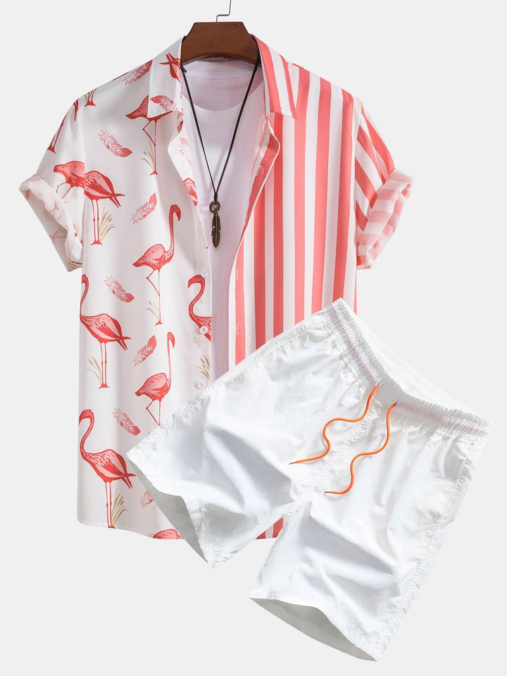 Flamingo gestreept shirt & zwemshort