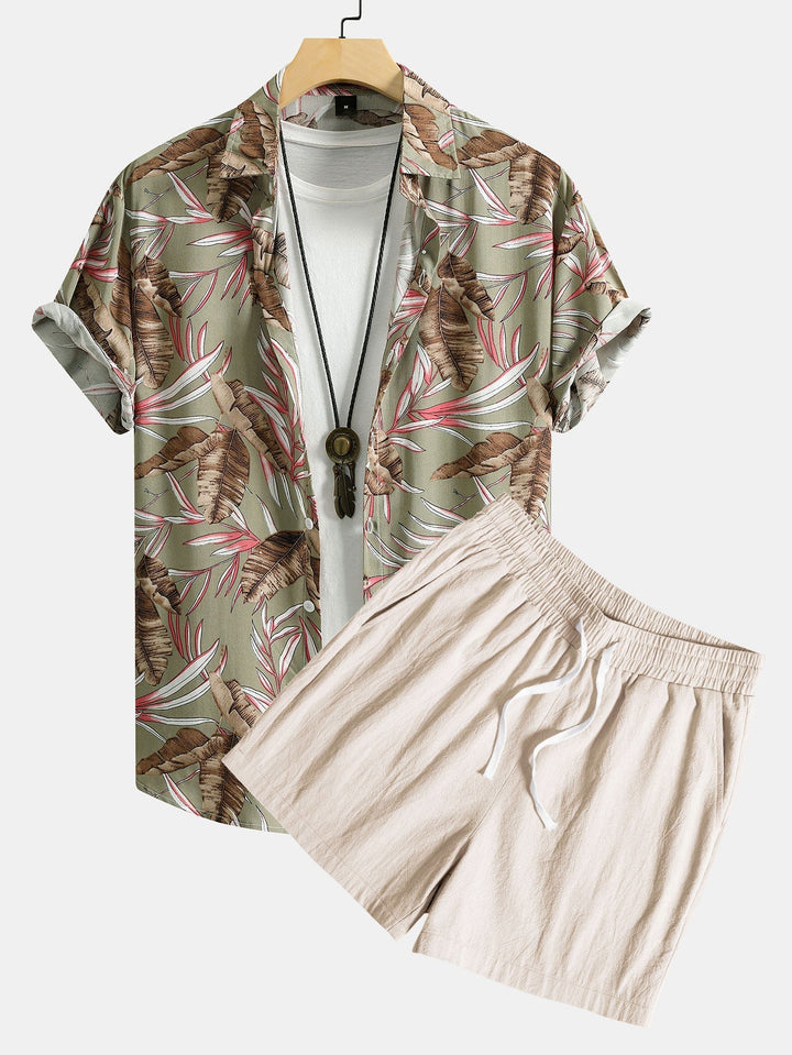 Overhemd met tropische print & korte broek