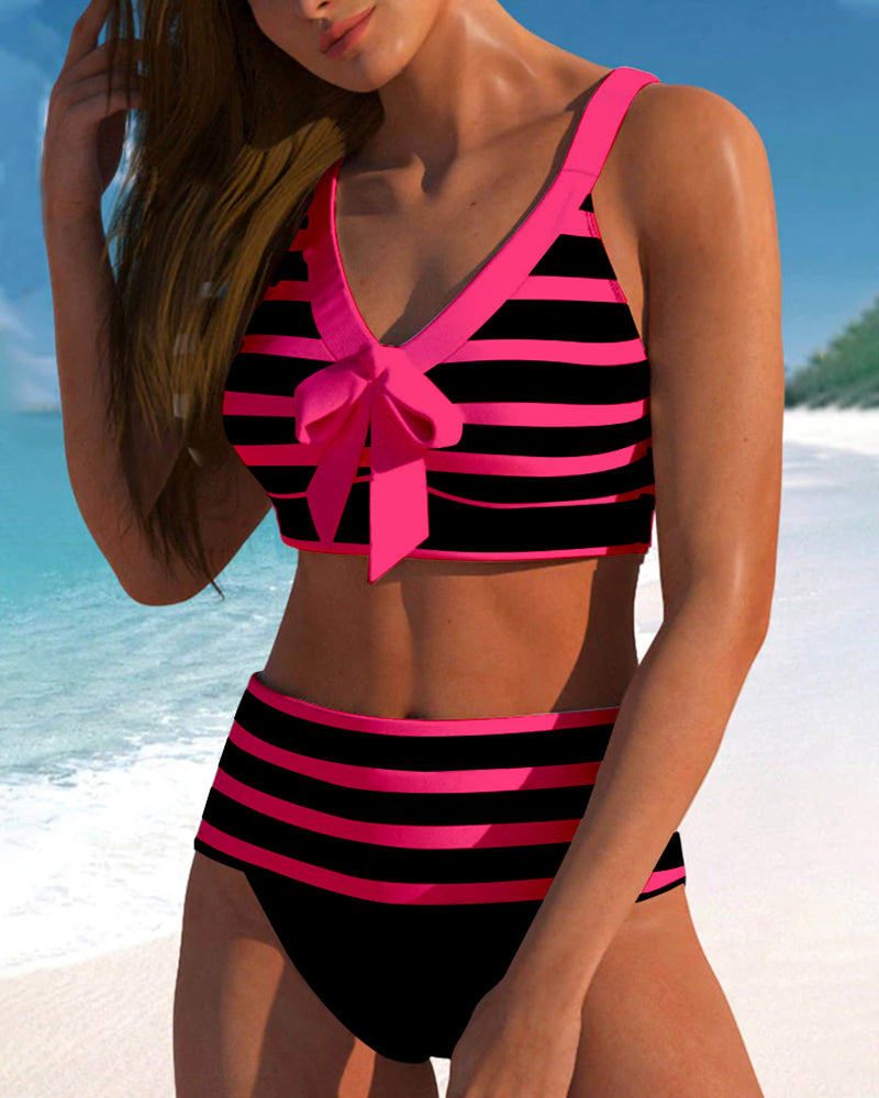ModeHuis® | Gestreepte bikini met hoge taille