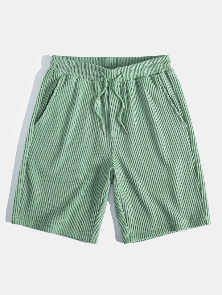 Gebreide wafelstructuur shorts met trekkoord