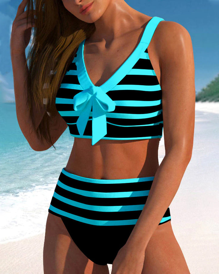 ModeHuis® | Gestreepte bikini met hoge taille