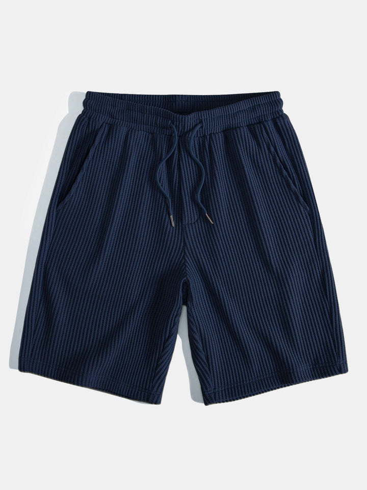 Gebreide wafelstructuur shorts met trekkoord