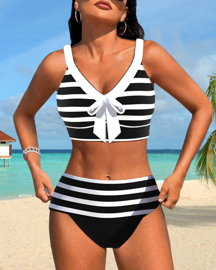 ModeHuis® | Gestreepte bikini met hoge taille
