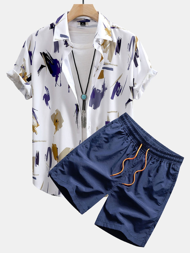 Overhemd & zwemshort met print