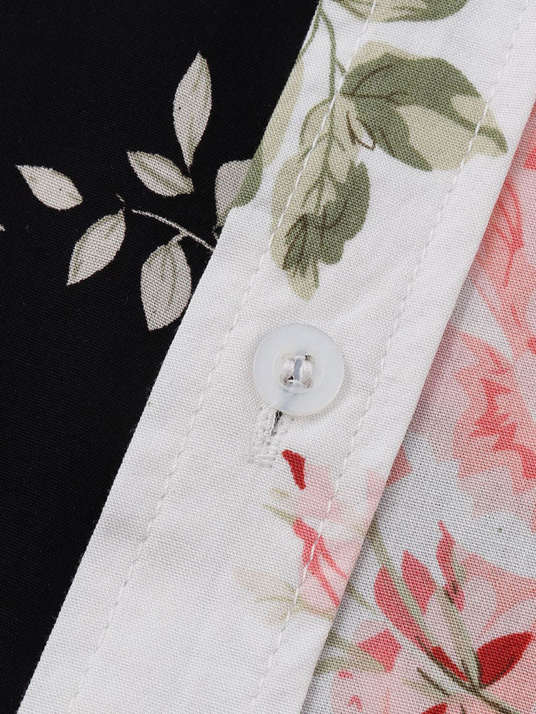 Tweekleurig shirt met bloemenprint & zwemshort