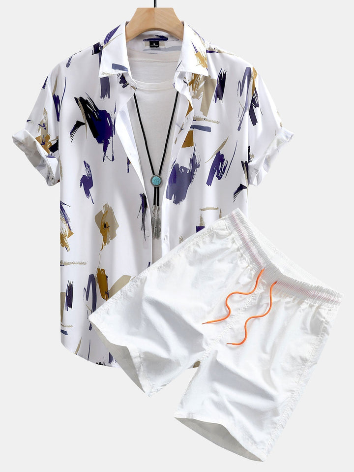 Overhemd & zwemshort met print