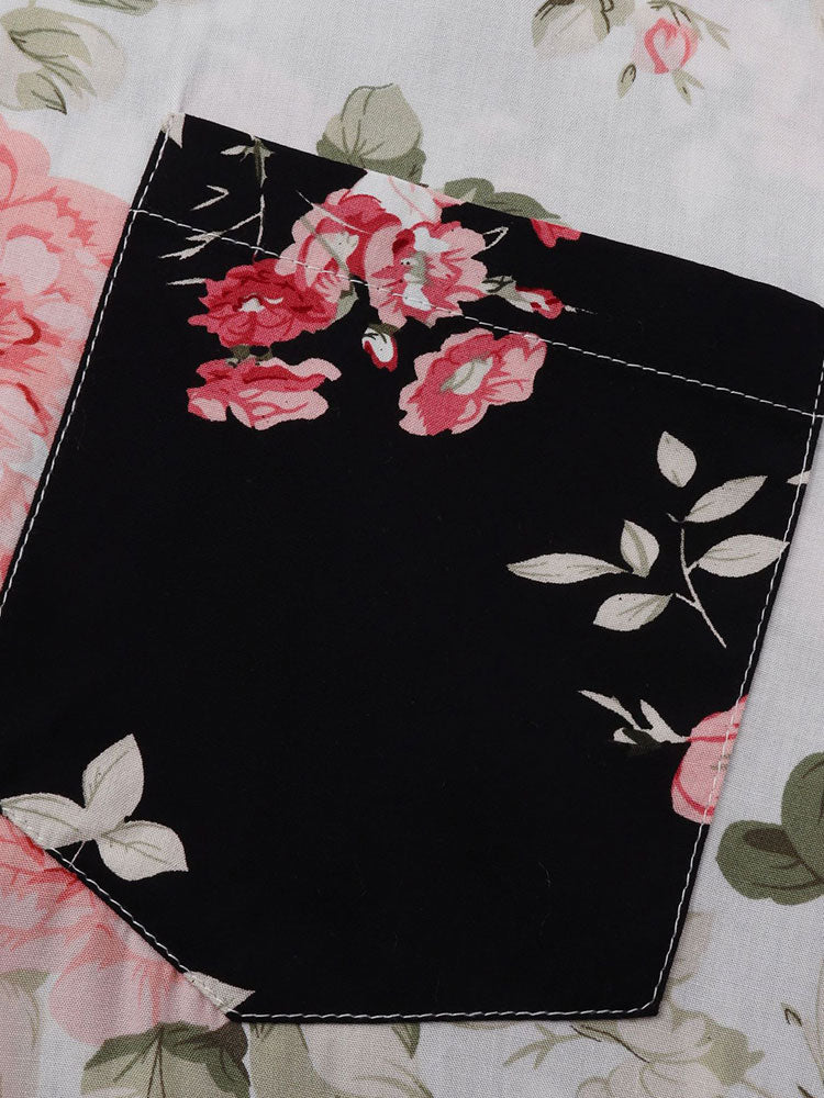 Tweekleurig shirt met bloemenprint & zwemshort