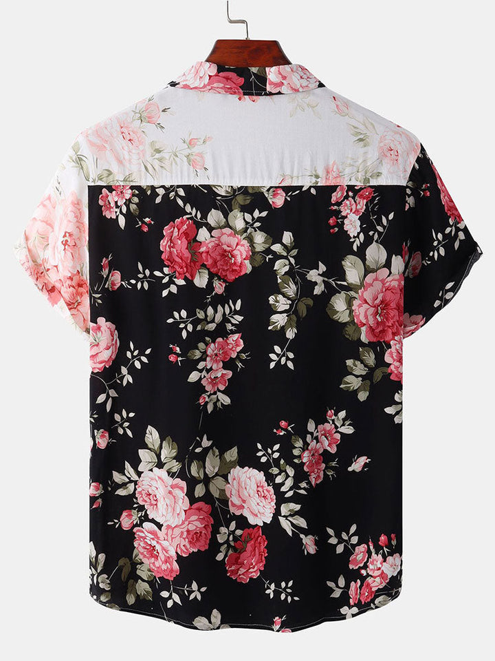 Tweekleurig shirt met bloemenprint & zwemshort
