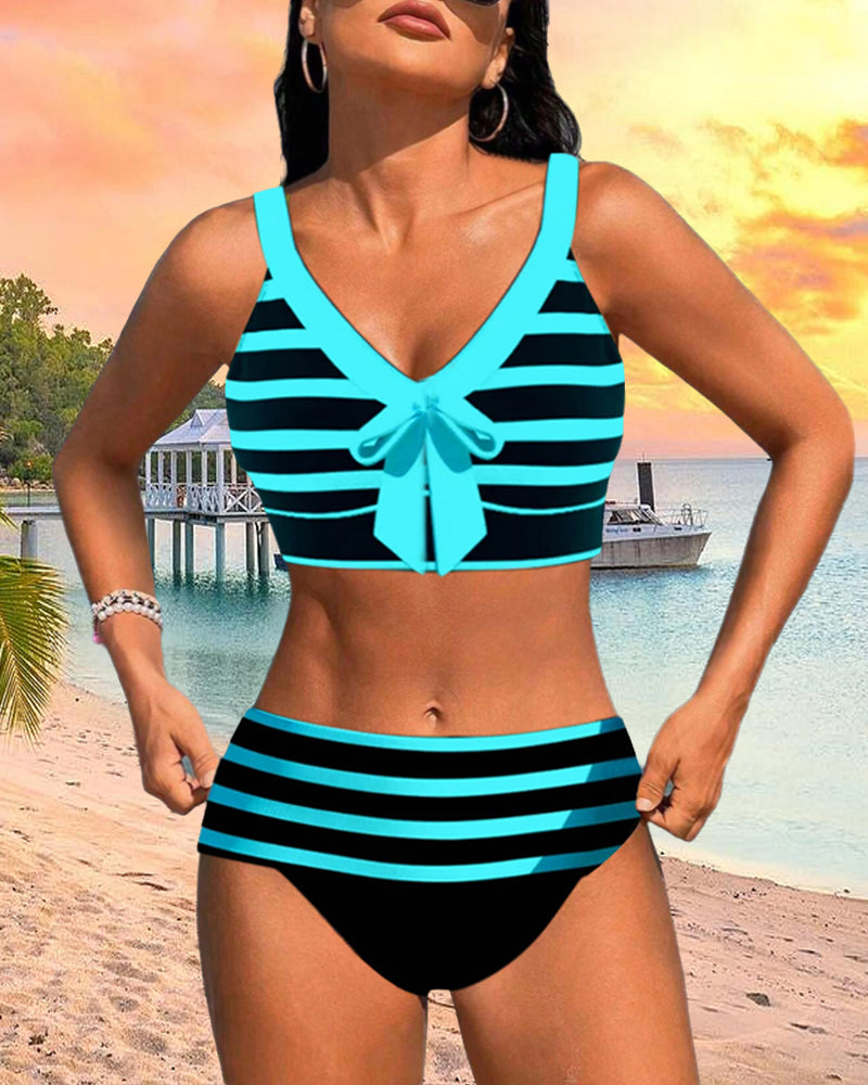 ModeHuis® | Gestreepte bikini met hoge taille