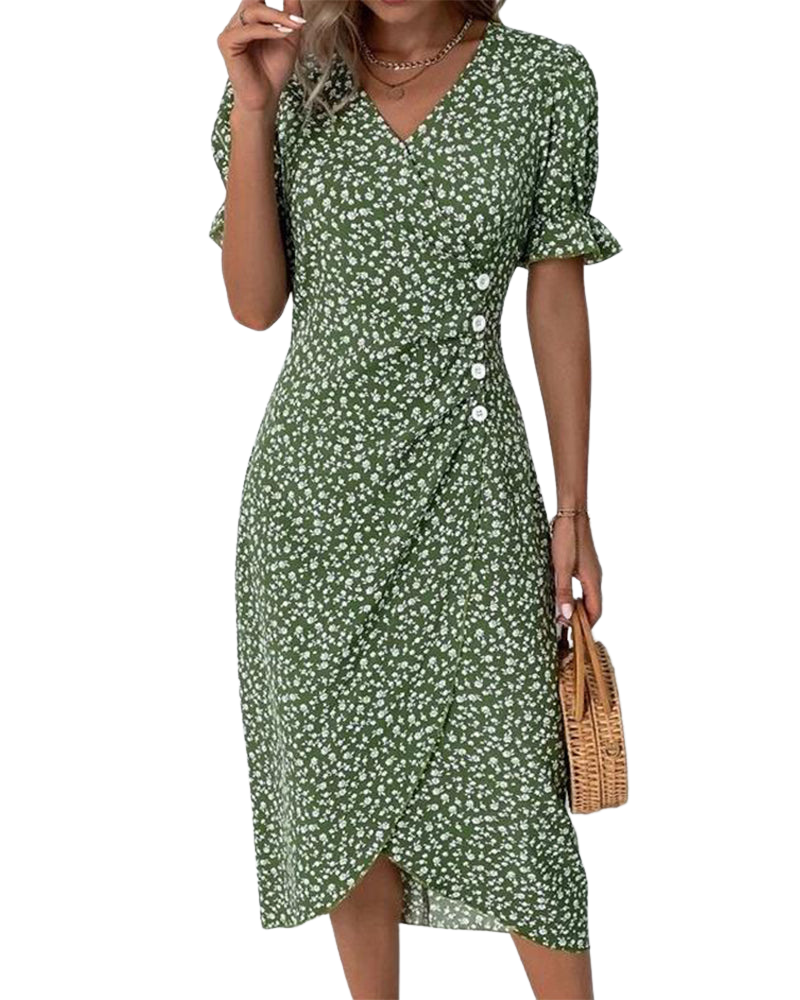 Giselle | Jurk met bloemenprint en V-hals