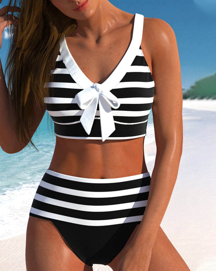 ModeHuis® | Gestreepte bikini met hoge taille