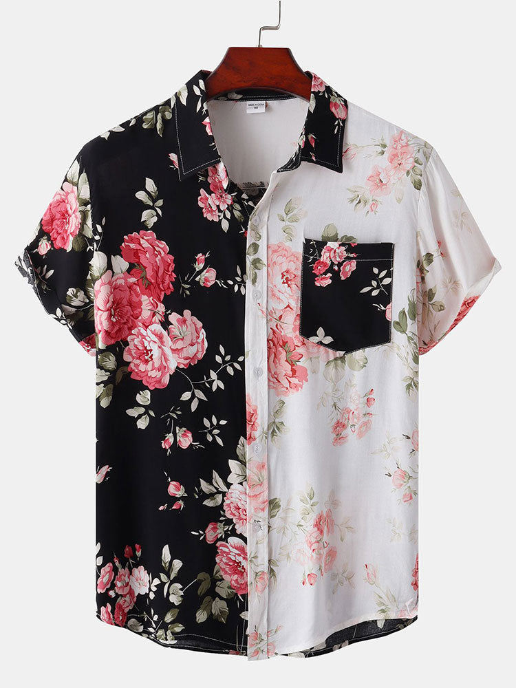 Tweekleurig shirt met bloemenprint & zwemshort