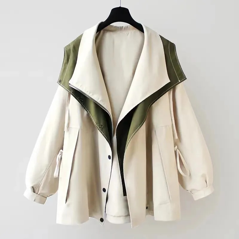 ModeHuis® | Moderne Tweekleurige Trenchcoat