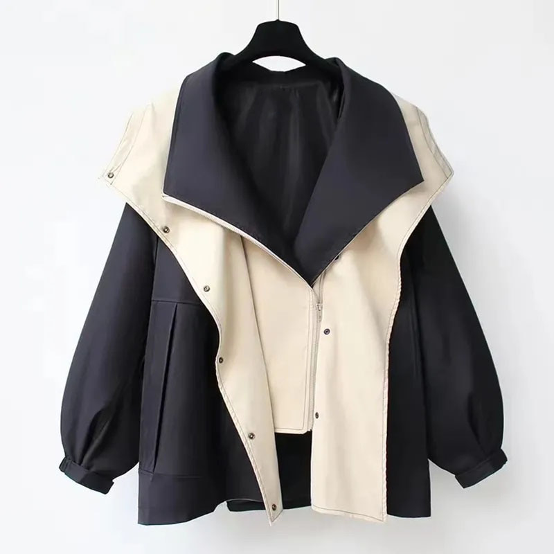 ModeHuis® | Moderne Tweekleurige Trenchcoat