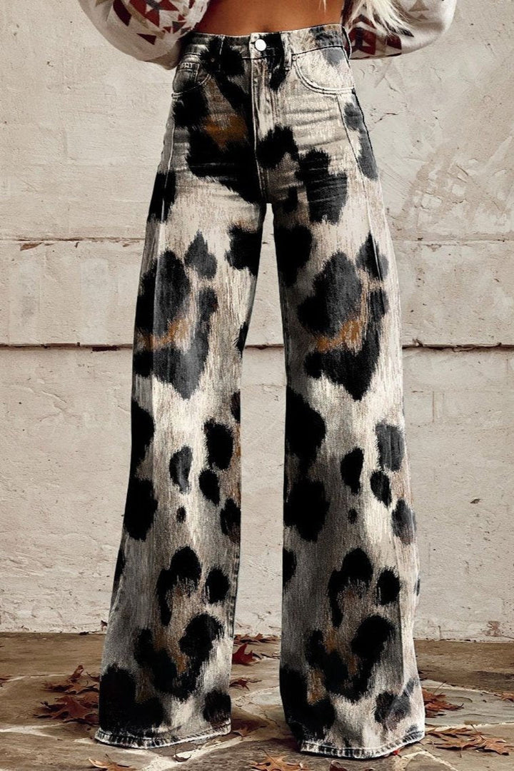 Harper | luipaard flare broek