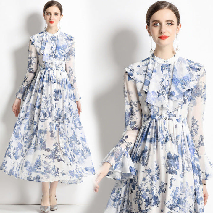 Gabby | Elegante jurk met inktprint