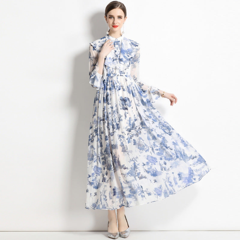 Gabby | Elegante jurk met inktprint