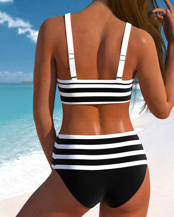 ModeHuis® | Gestreepte bikini met hoge taille