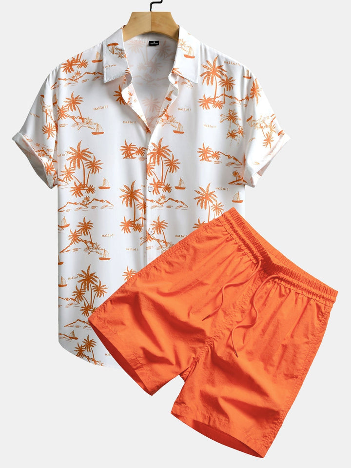 Overhemd met palmboomprint & zwemshort