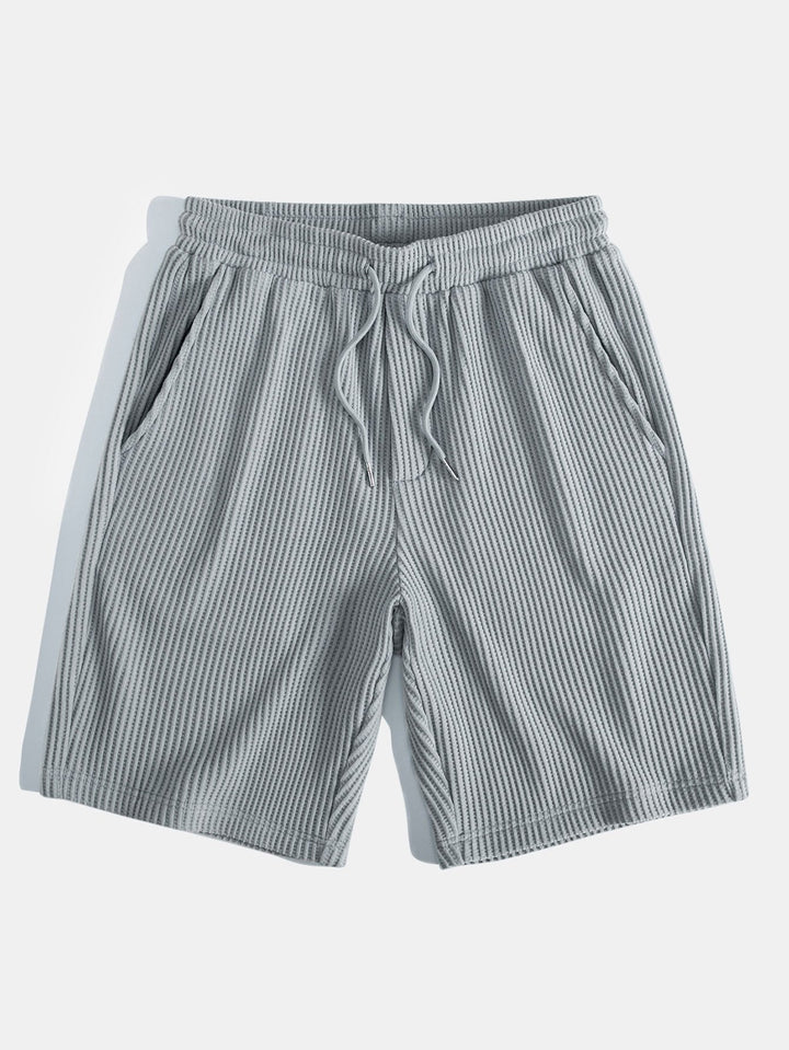 Gebreide wafelstructuur shorts met trekkoord