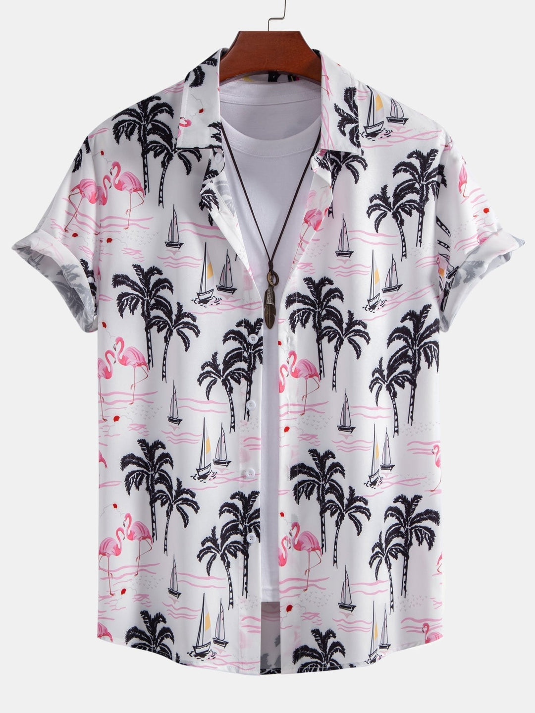 Palmboom/flamingoprint overhemd & zwemshort