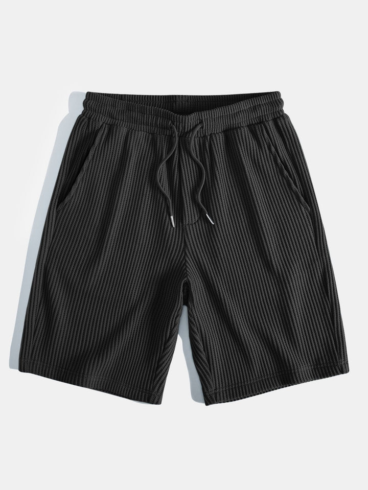 Gebreide wafelstructuur shorts met trekkoord
