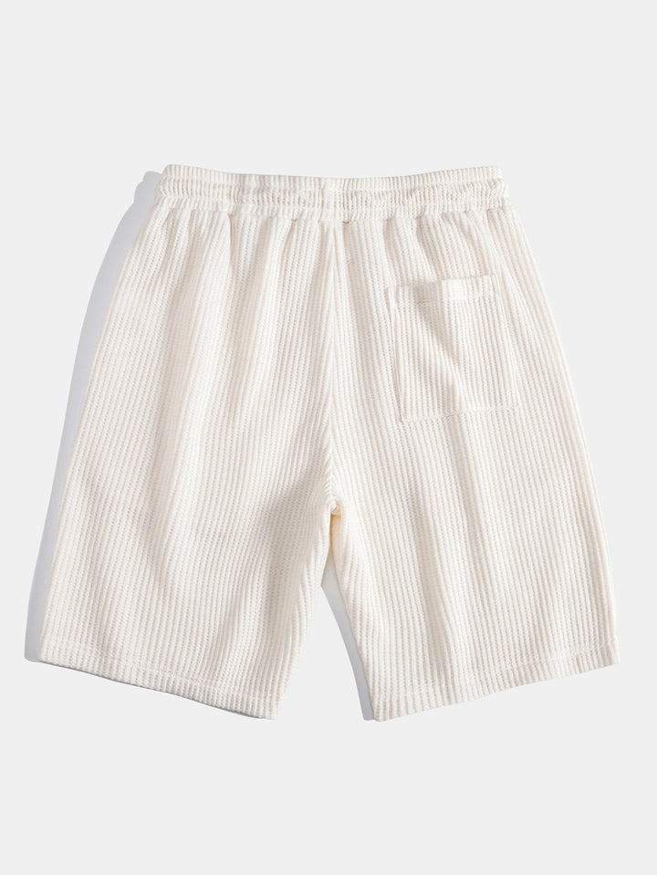Gebreide wafelstructuur shorts met trekkoord