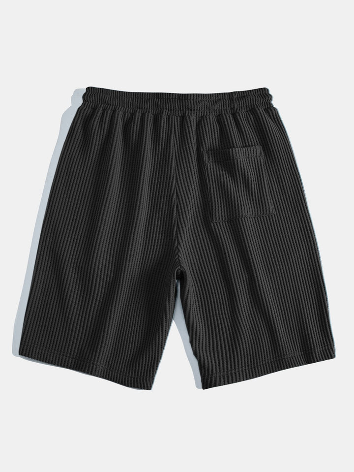 Gebreide wafelstructuur shorts met trekkoord