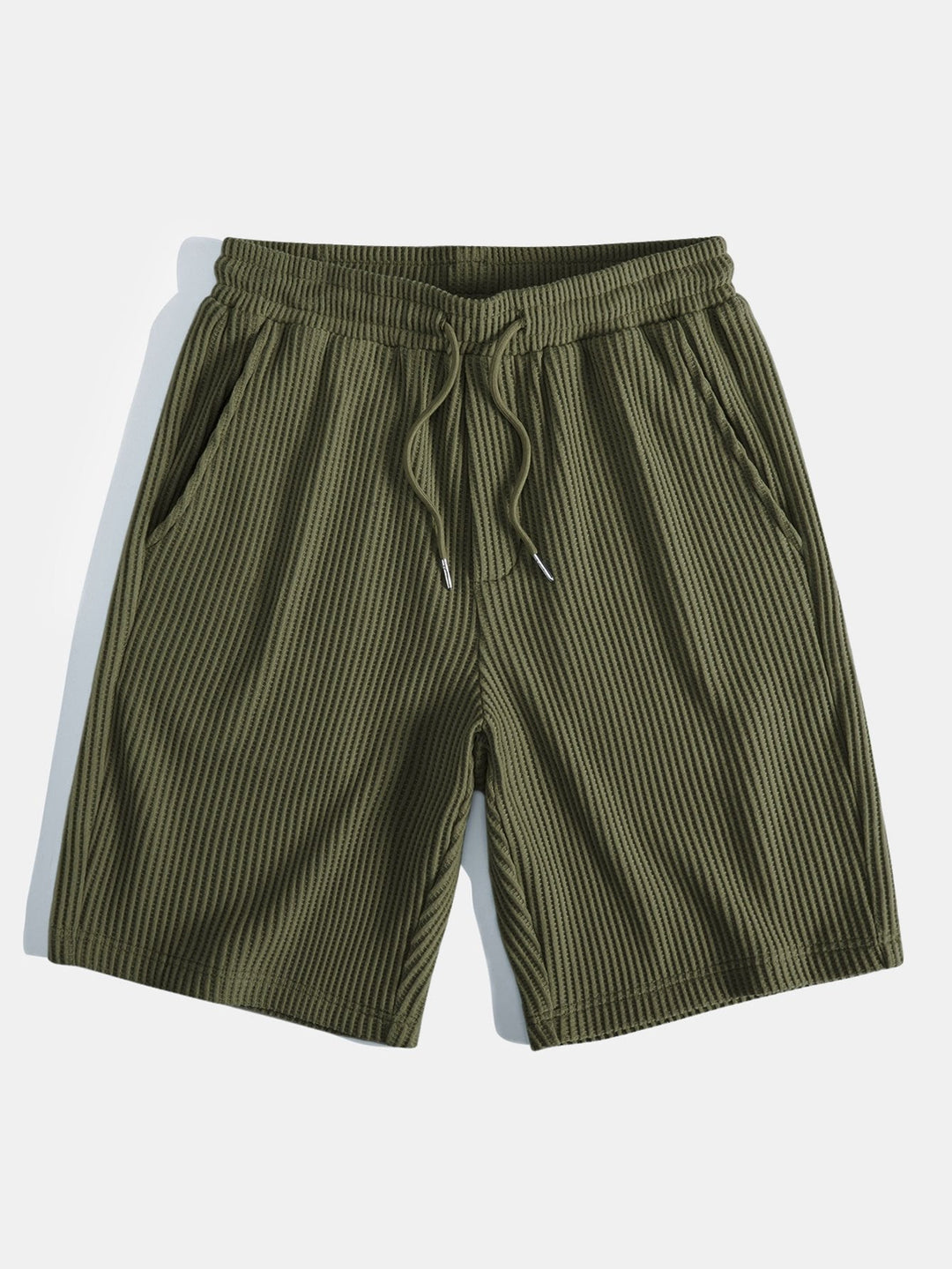 Gebreide wafelstructuur shorts met trekkoord