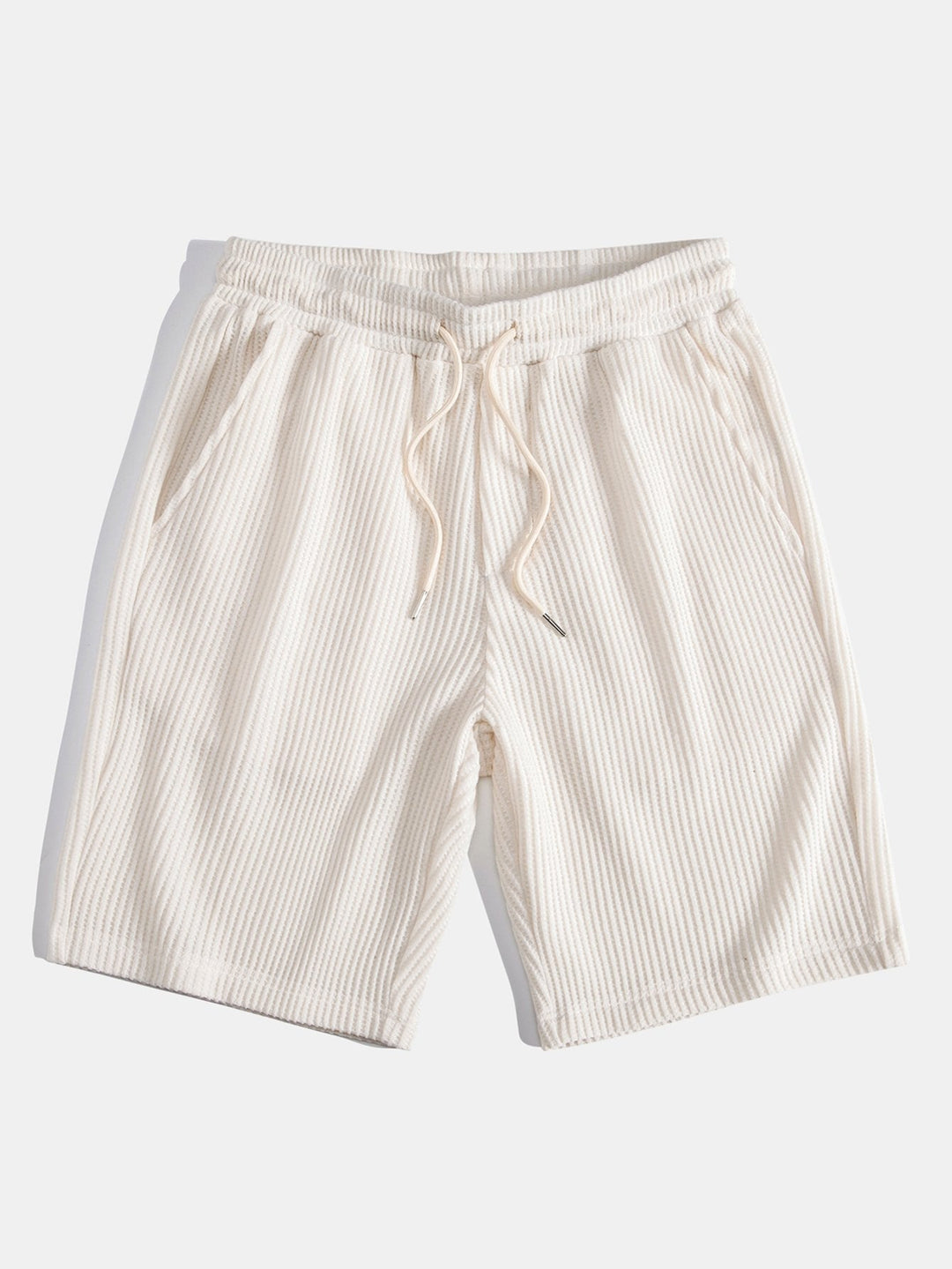 Gebreide wafelstructuur shorts met trekkoord
