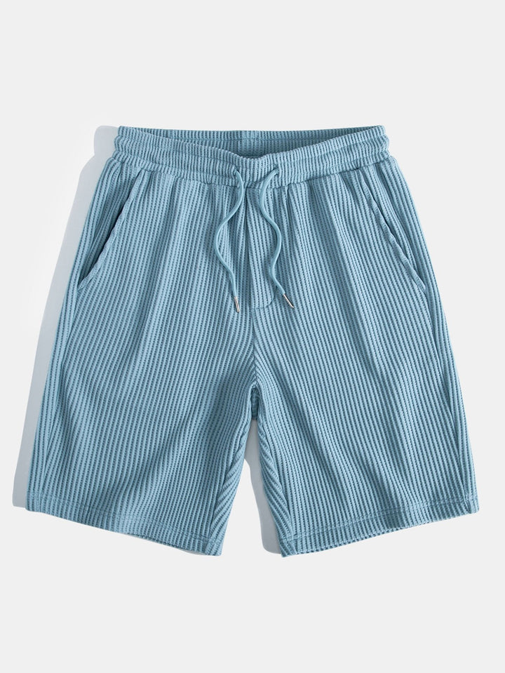 Gebreide wafelstructuur shorts met trekkoord