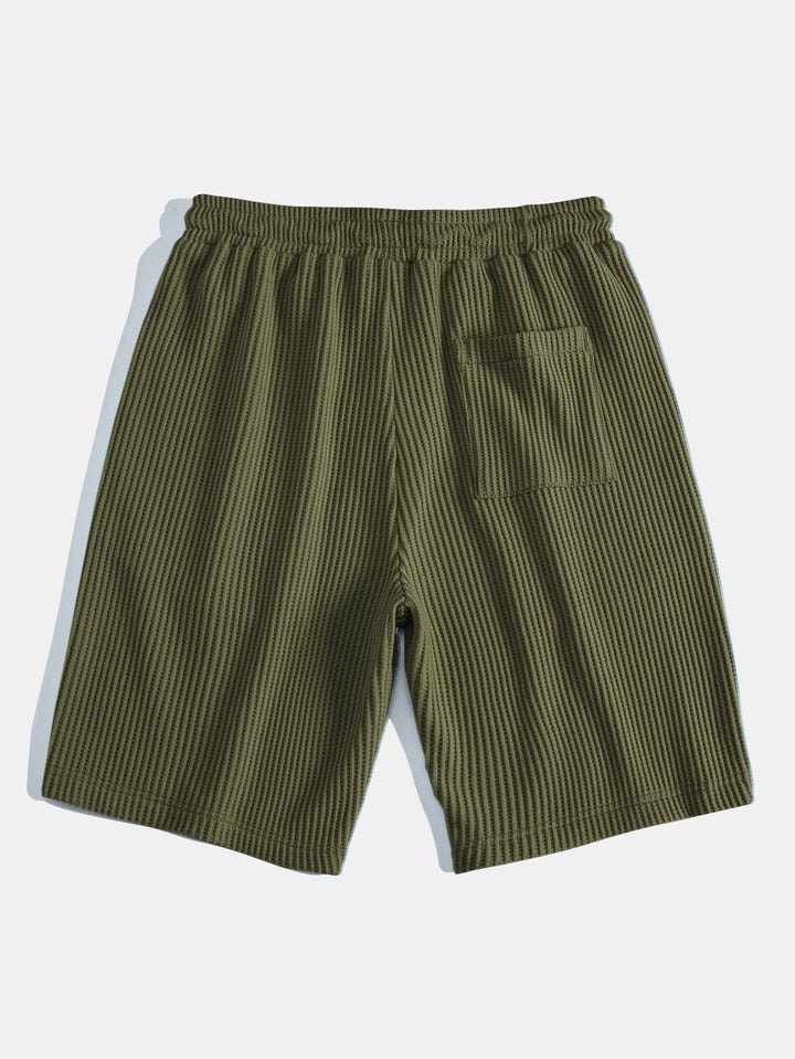 Gebreide wafelstructuur shorts met trekkoord