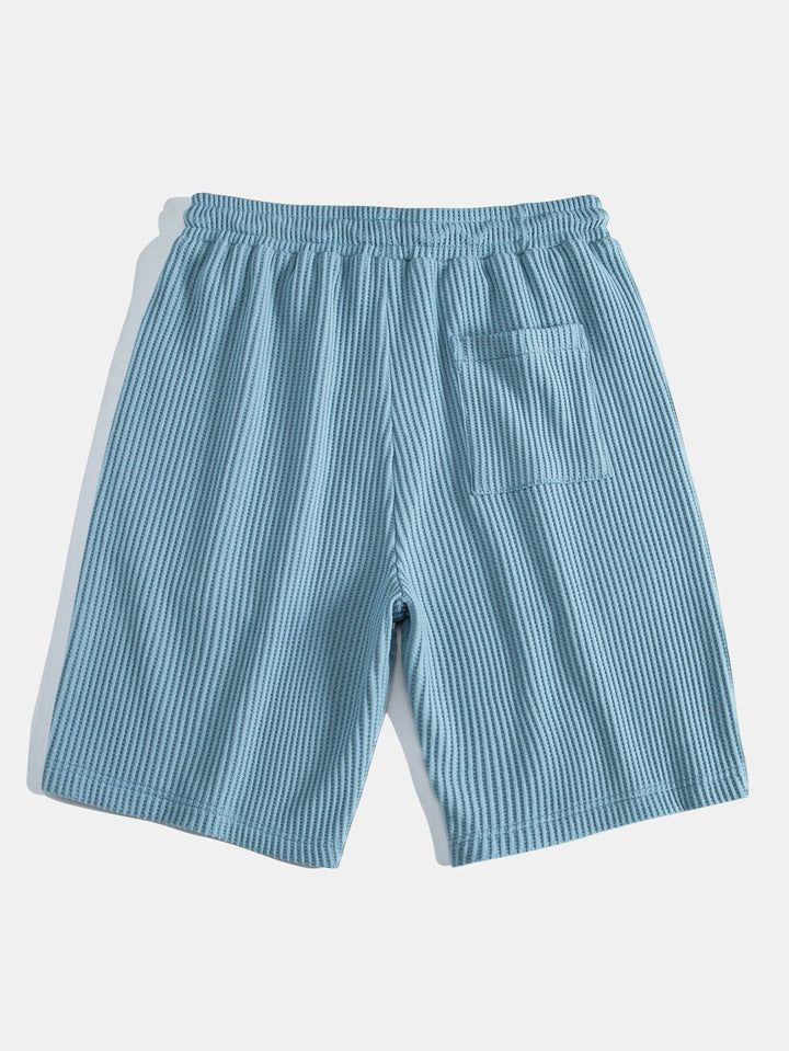 Gebreide wafelstructuur shorts met trekkoord