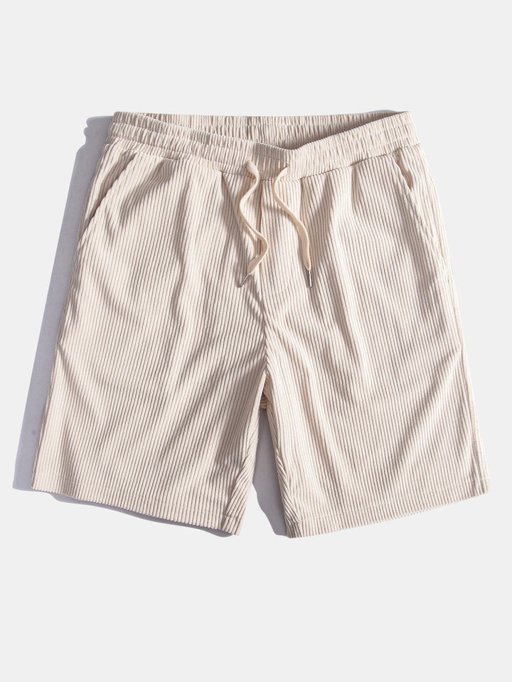 Ribfluweel shorts met elastische taille