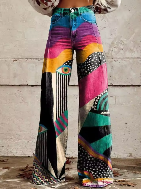 Cleo | Abstracte wijde broek